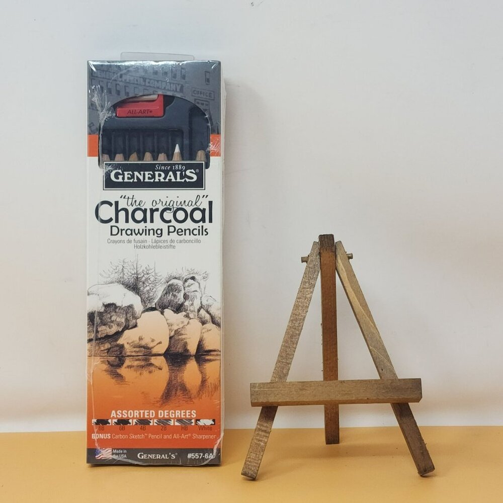 Generals Original Charcoal Drawing Pencils‎ Assorted Degrees With Mini Easel